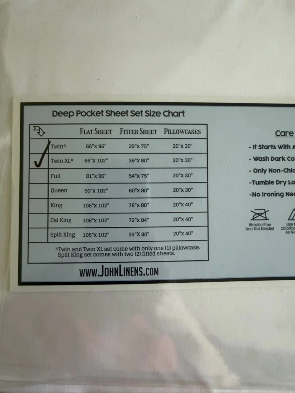 John Linens White Twin XL Cooling Sheet Set - Luxury Signature Series Ultra Soft